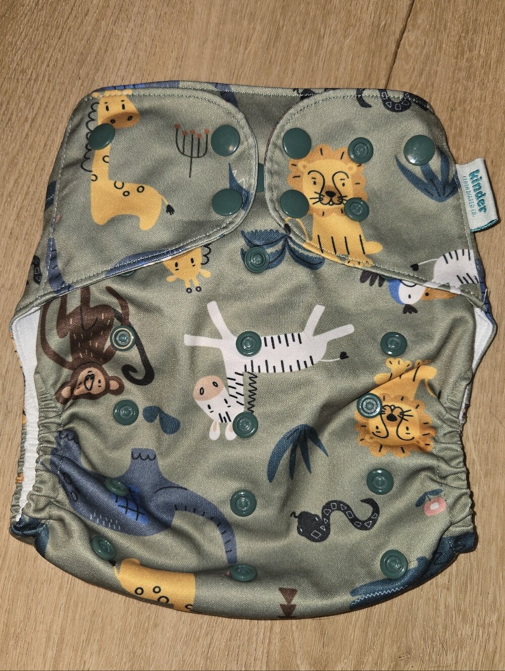 Kinder one size pocket cloth diaper safari print